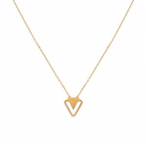 18K Gold Necklace With Triangle Pendant