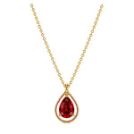 عقد ذهب عيار 18 بتصميم دمعة بحجر ملون - Weight: 1.54g, Size: 40.00, Color: Red