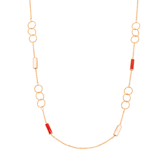 عقد ذهب عيار 18 بتصميم حلقات متكررة